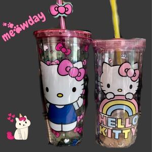 Hello Kitty Pink and Yellow Water Bottles